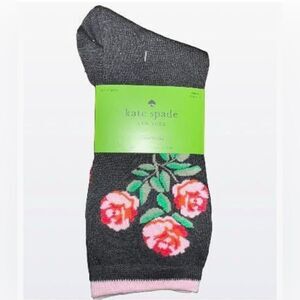 Kate Spade Womens Crew Socks Pack of 3 Black Floral Pink Plaid Multi NWT